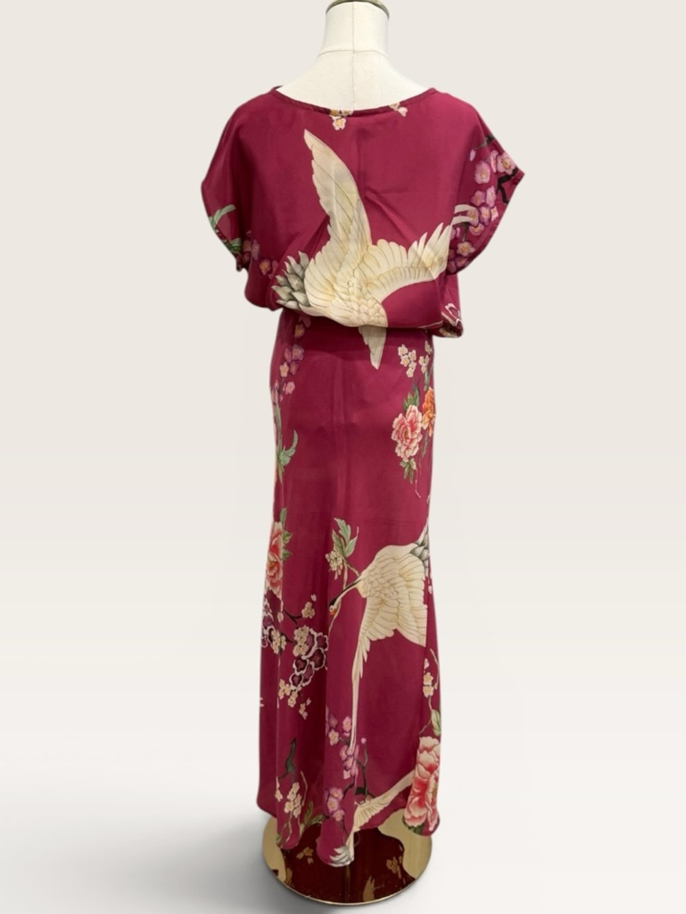 Bryn Walker NWT XXS Burgundy Silk Crane Floral  Print Skirt & Top Set $360 - Picture 3 of 16